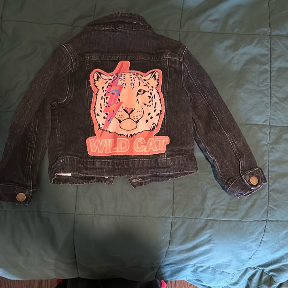 Wee Monsters Black Jean Jacket with Decorative Patches (2T)